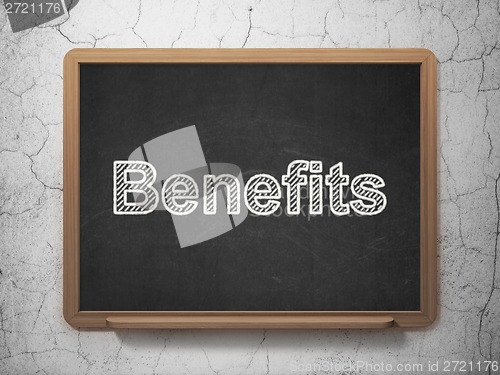 Image of Business concept: Benefits on chalkboard background