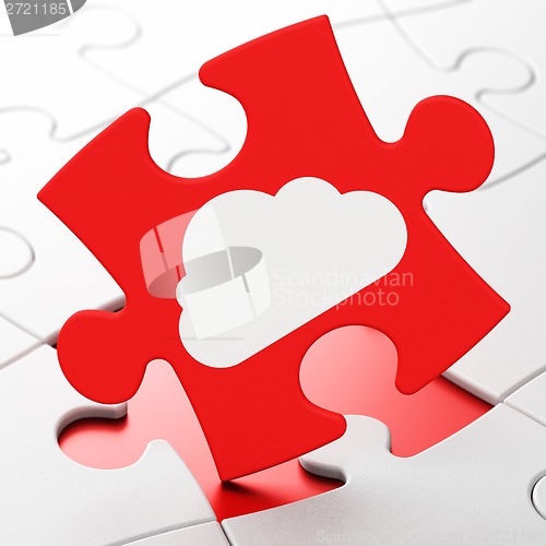 Image of Cloud technology concept: Cloud on puzzle background