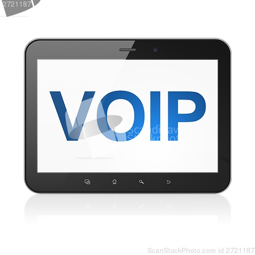 Image of Web development concept: VOIP on tablet pc computer