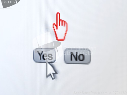 Image of Social media concept: Mouse Cursor on digital computer screen