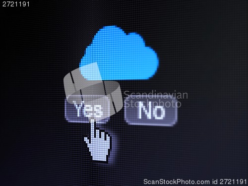 Image of Cloud computing concept: Cloud on digital computer screen