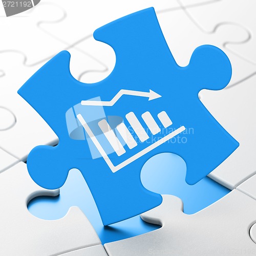 Image of Marketing concept: Decline Graph on puzzle background