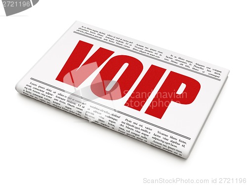 Image of Web development concept: newspaper headline VOIP