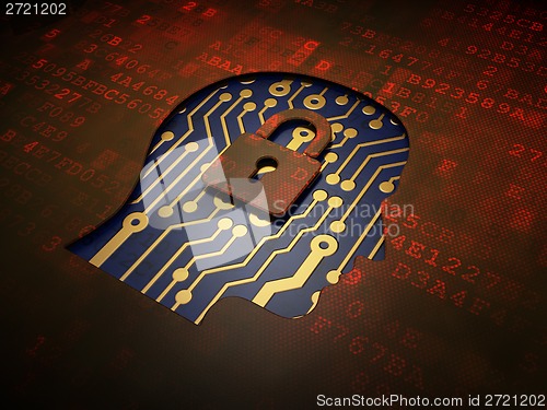Image of Business concept: Head With Padlock on digital screen background