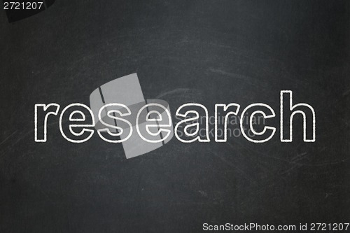 Image of Advertising concept: Research on chalkboard background