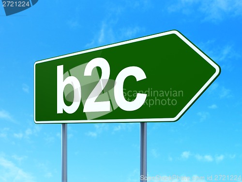 Image of Business concept: B2c on road sign background