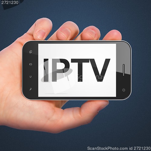 Image of SEO web design concept: IPTV on smartphone