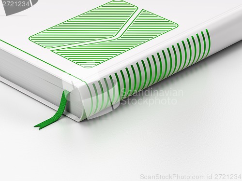 Image of Finance concept: closed book, Email on white background