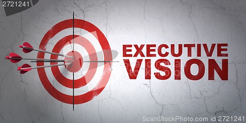 Image of Business concept: target and Executive Vision on wall background