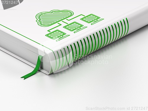 Image of Cloud computing concept: closed book, Cloud Network on white background