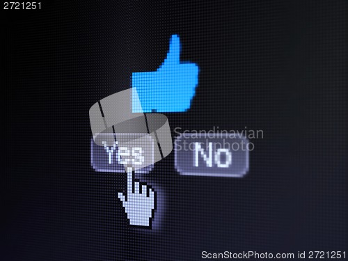 Image of Social network concept: Thumb Up on digital computer screen