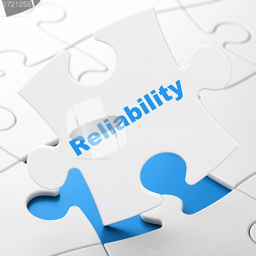 Image of Finance concept: Reliability on puzzle background