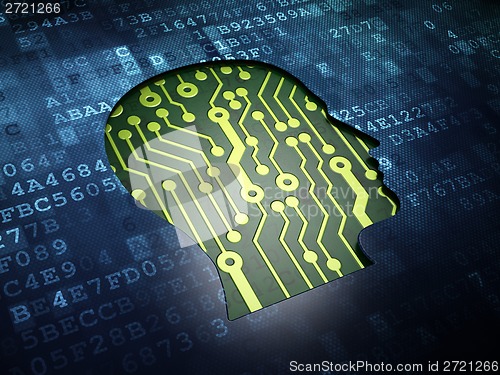 Image of Information concept: Head on digital screen background