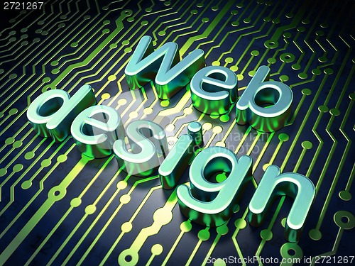 Image of SEO web development concept: Web Design on circuit board background