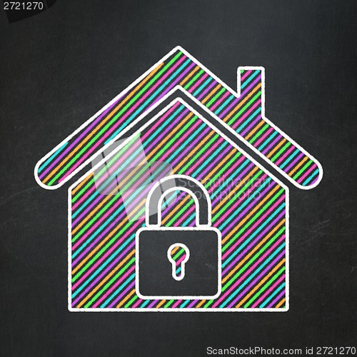 Image of Privacy concept: Home on chalkboard background