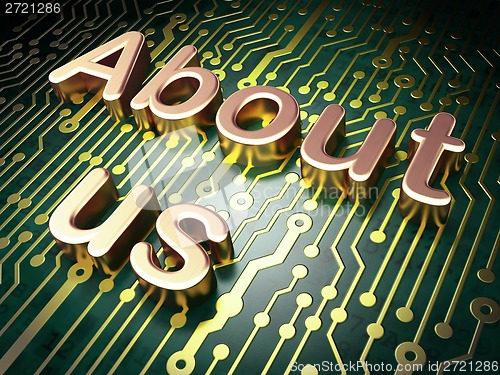 Image of Marketing concept: About Us on circuit board background