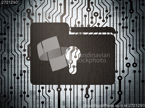 Image of Business concept: circuit board with Folder With Keyhole
