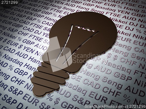 Image of Finance concept:  Light Bulb on Money background