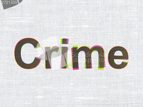 Image of Security concept: Crime on fabric texture background