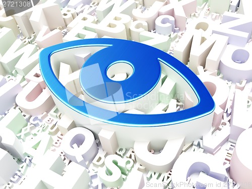 Image of Privacy concept: Eye on alphabet background