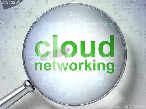 Image of Cloud computing concept: Cloud Networking with optical glass