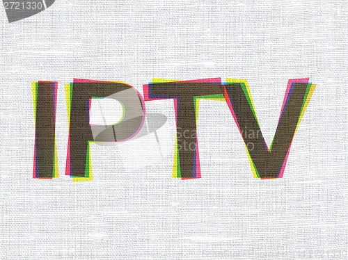 Image of Web development concept: IPTV on fabric texture background