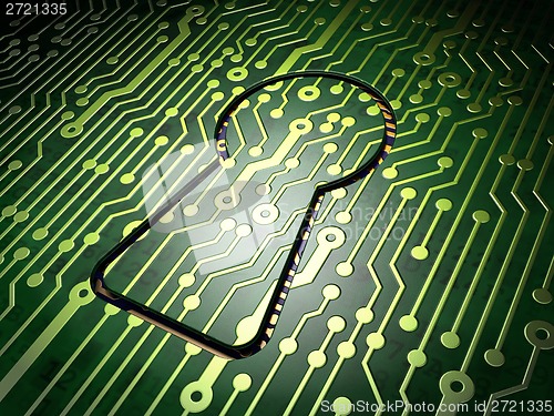 Image of Data concept: Keyhole on circuit board background