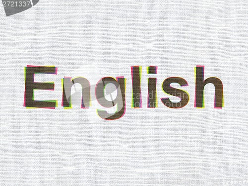 Image of Education concept: English on fabric texture background
