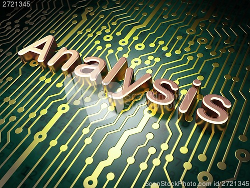 Image of Advertising concept: Analysis on circuit board background