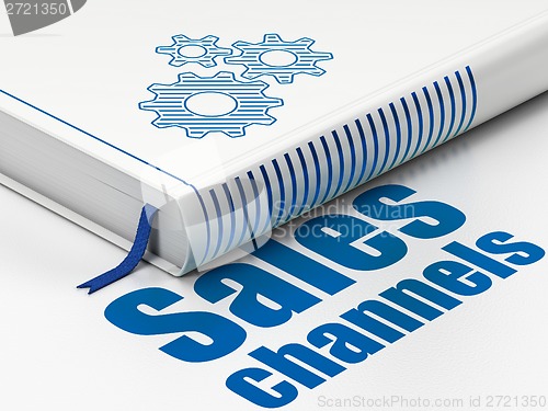 Image of Marketing concept: book Gears, Sales Channels on white background