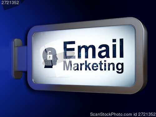 Image of Business concept: Email Marketing and Head With Padlock on billboard background