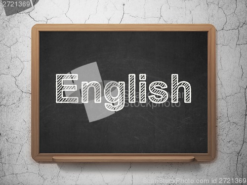 Image of Education concept: English on chalkboard background