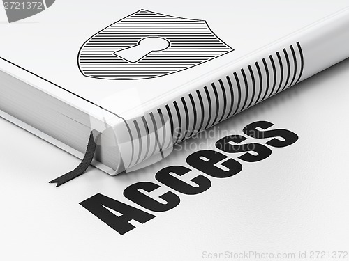 Image of Protection concept: book Shield With Keyhole, Access on white background