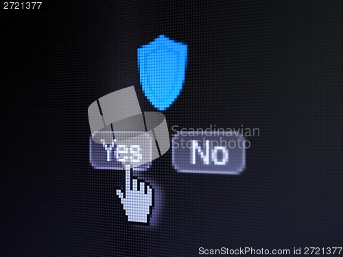 Image of Protection concept: Shield on digital computer screen