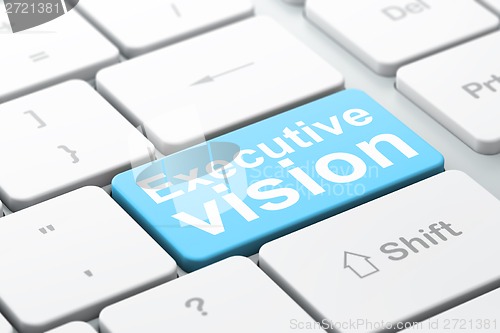 Image of Business concept: Executive Vision on computer keyboard background