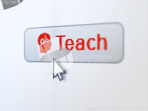 Image of Education concept: Teach and Head With Gears on digital button background