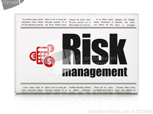 Image of Business concept: newspaper with Risk Management and Calculator