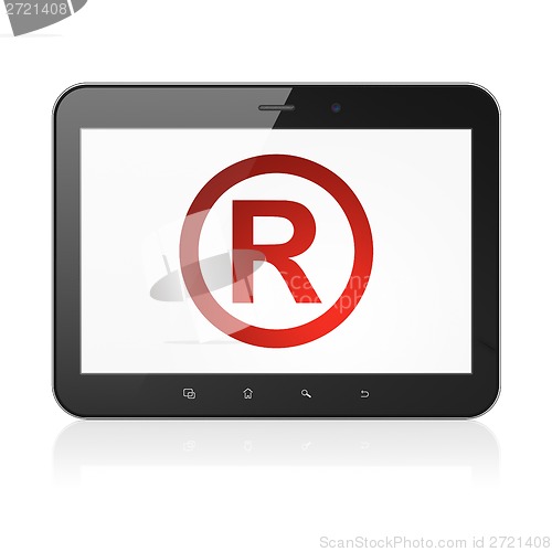 Image of Law concept: Registered on tablet pc computer