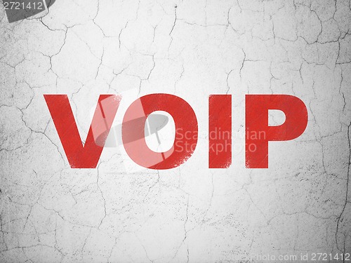 Image of Web development concept: VOIP on wall background