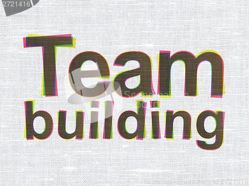 Image of Finance concept: Team Building on fabric texture background