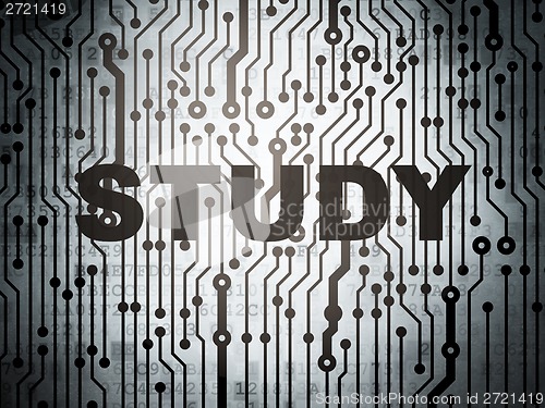 Image of Education concept: circuit board with Study