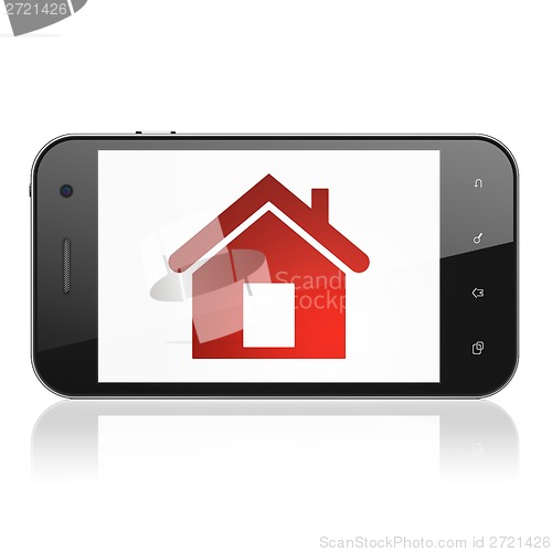 Image of Safety concept: Home on smartphone