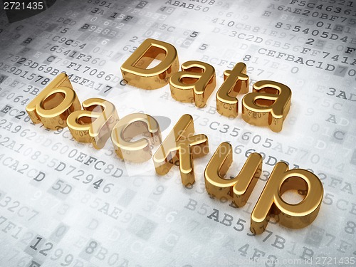 Image of Information concept: Golden Data Backup on digital background