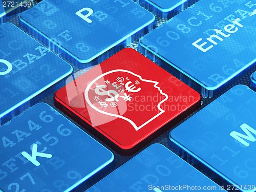 Image of Business concept: Head With Finance Symbol on computer keyboard background