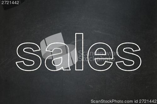 Image of Advertising concept: Sales on chalkboard background