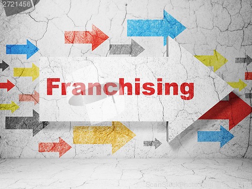 Image of Finance concept: arrow with Franchising on grunge wall background