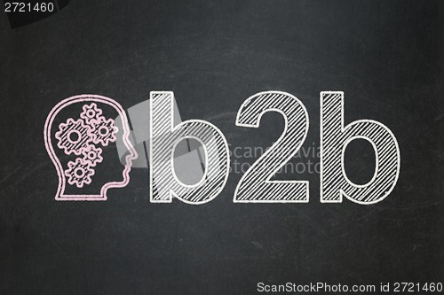 Image of Finance concept: Head With Gears and B2b on chalkboard background