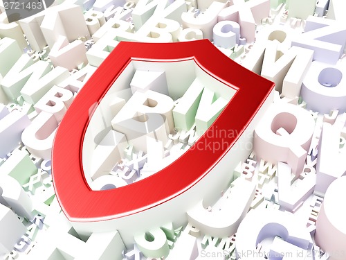 Image of Protection concept: Contoured Shield on alphabet background