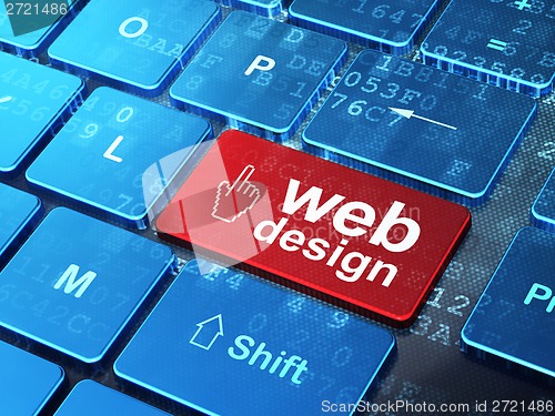Image of Web design concept: Mouse Cursor and Web Design on computer keyboard background
