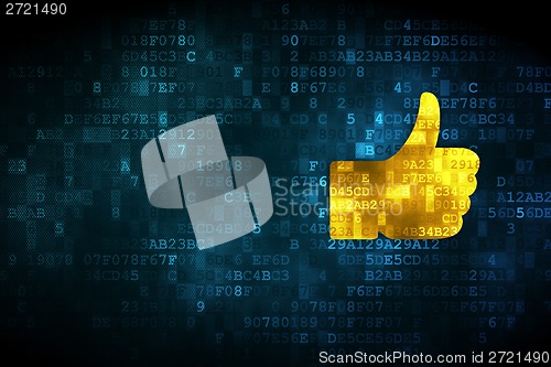 Image of Social network concept: Thumb Up on digital background